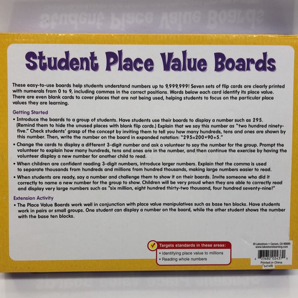 Lakeshore Set of 10 Student Place Value Boards - Picture 5 of 9